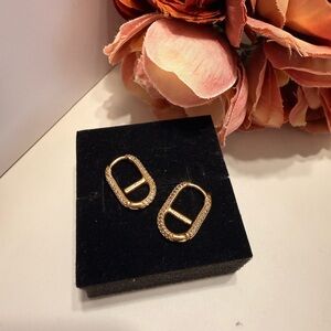 Pandora Gold Earrings with Sparkling Accents